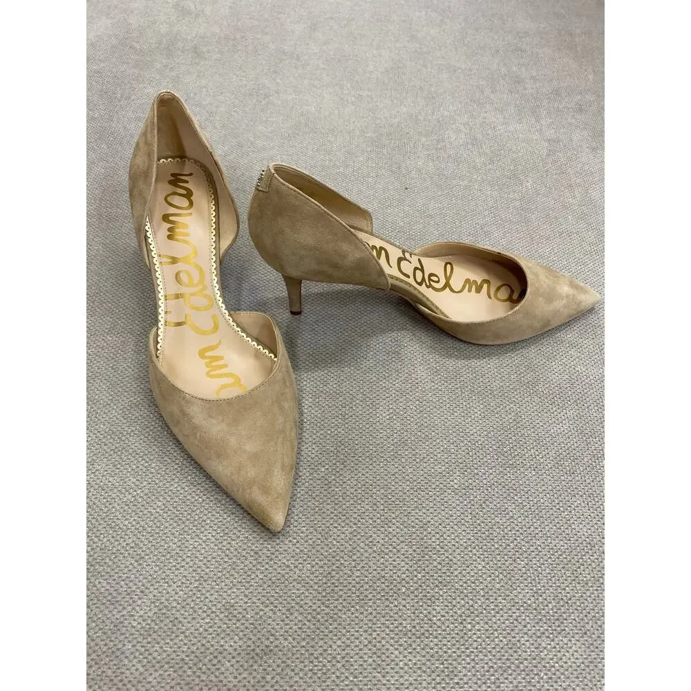 Sam Edelman Women's Beige Pointed Heel, Suede, 8.5 WIDE